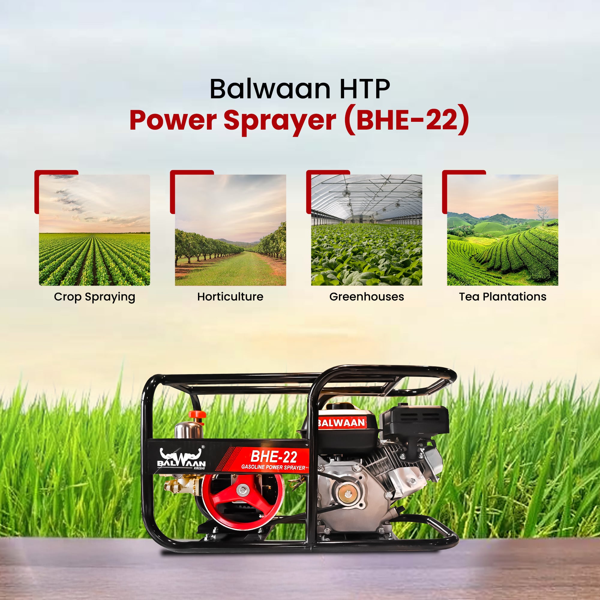 HTP-sprayer-with-6.5HP-engine & 50-Mtr.-hose-pipe